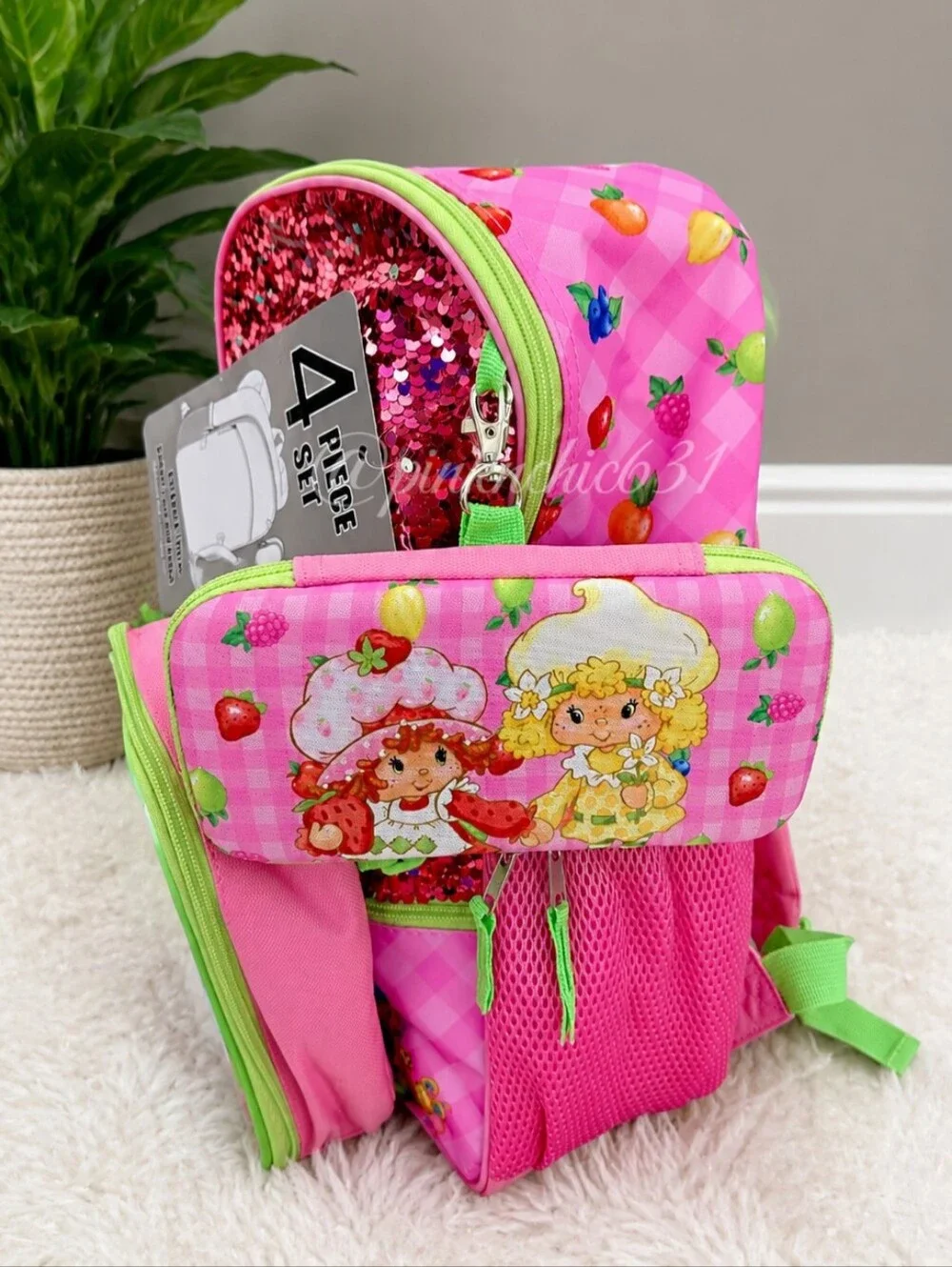 Strawberry Shortcake Backpack 4 Piece Set Back To School Lunchbox Pencil Case
